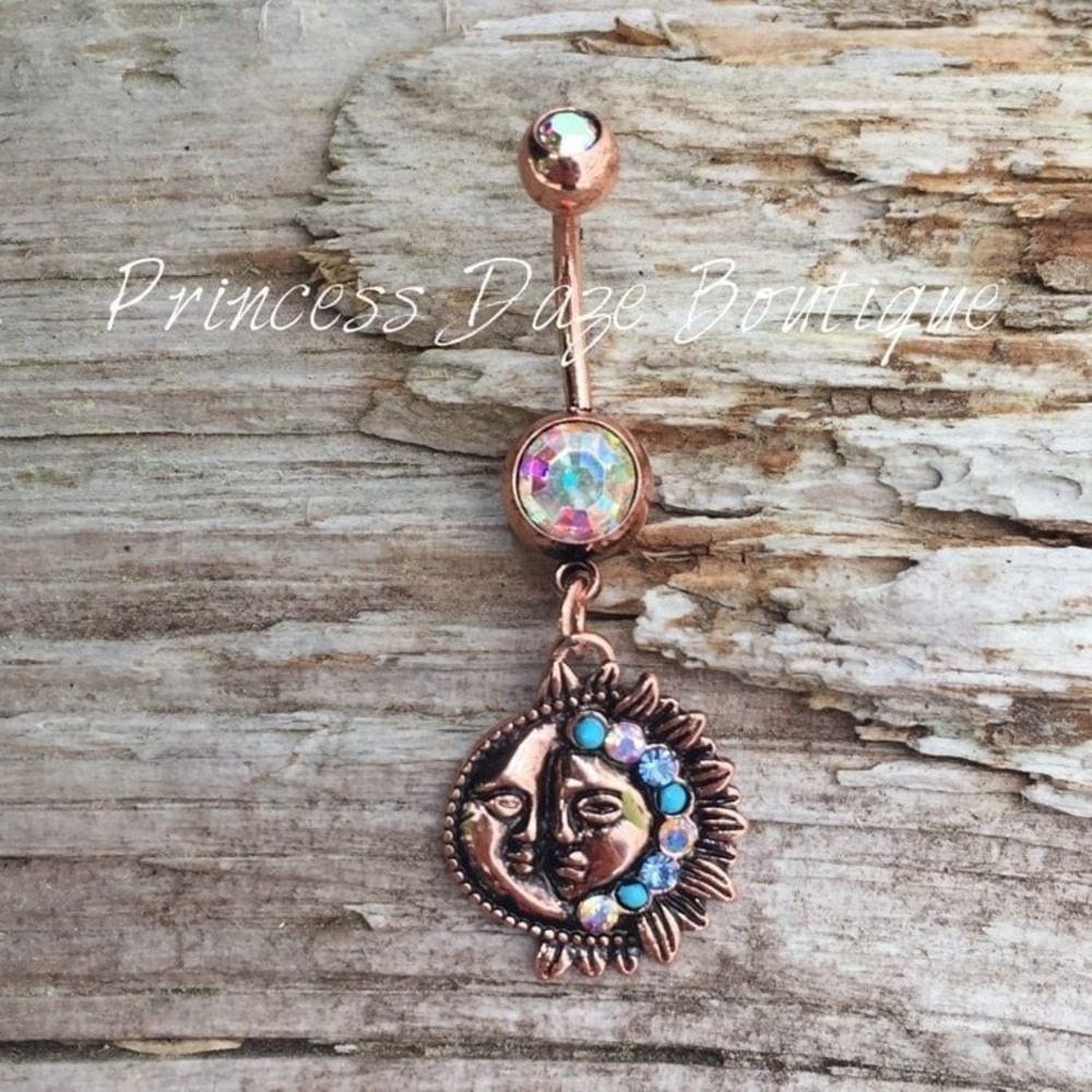 Rose Gold Sun & Moon Belly Button Ring